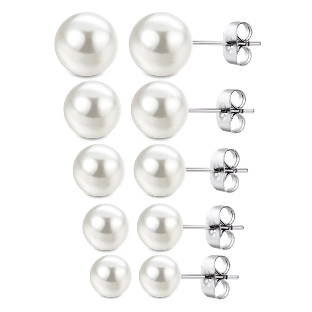 Faux Pearl Earrings Hypoallergenic Stainless Steel Imitation Stud